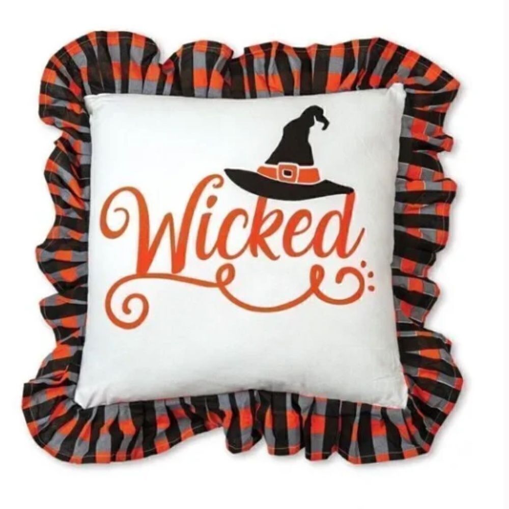 Wicked Ruffled Large Throw Pillow Glinda Elphaba Oz Witch Movie Trendy Wizard
